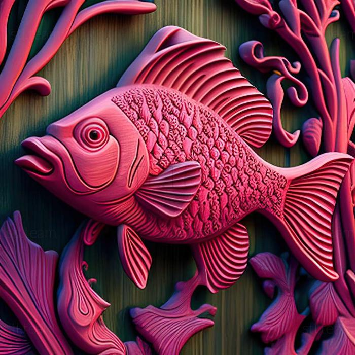 3D model Pink munchausia fish (STL)